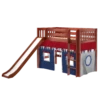 Maxtrix Twin Mid Loft Bed With Straight Ladder, Curtain + Slide -Kids Furniture TANGO44 CS