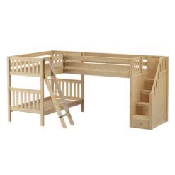 Maxtrix Twin Medium Corner Loft Bunk Bed With Ladder + Stairs - R