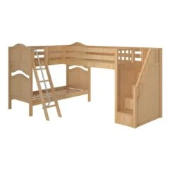 Maxtrix Twin Medium Corner Loft Bunk Bed With Ladder + Stairs - R -Kids Furniture TERTIARY NC