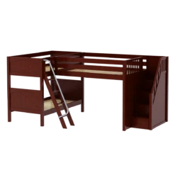 Maxtrix Full Medium Corner Loft Bunk Bed With Ladder + Stairs - R -Kids Furniture THRICE CP 0872a6a7 13e5 4823 b21e e2653e7b8720