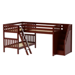 Maxtrix Full Medium Corner Loft Bunk Bed With Ladder + Stairs - R -Kids Furniture THRICE CS 811e1685 ef18 42cc aa7f a010ac590559