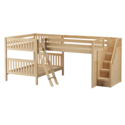 Maxtrix Full Medium Corner Loft Bunk Bed With Ladder + Stairs - R -Kids Furniture THRICE NS db550192 55c9 4481 80ae 6fde58d3806f