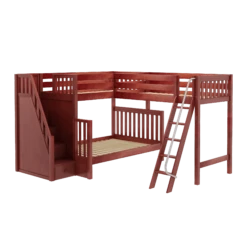 Maxtrix High Twin Over Full Corner Loft Bunk Bed With Ladder + Stairs