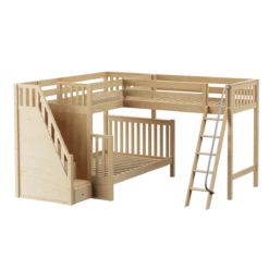 Maxtrix High Twin Over Full Corner Loft Bunk Bed With Ladder + Stairs -Kids Furniture TRIATHLON NS