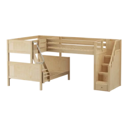 Maxtrix Medium Twin Over Full Corner Loft Bunk Bed With Ladder + Stairs (Right) 10 Maxtrix Medium Twin Over Full Corner Loft Bunk Bed With Ladder + Stairs (Right) -Kids Furniture TRIOLOGY NP