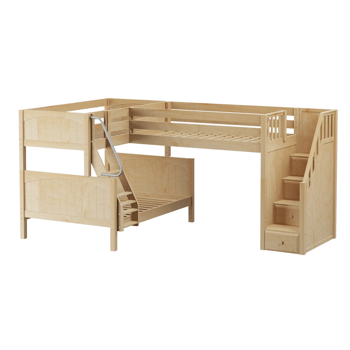 Maxtrix Medium Twin Over Full Corner Loft Bunk Bed With Ladder + Stairs (Right) 6 Maxtrix Medium Twin Over Full Corner Loft Bunk Bed With Ladder + Stairs (Right) - Image 4