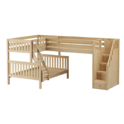Maxtrix Medium Twin Over Full Corner Loft Bunk Bed With Ladder + Stairs (Right)