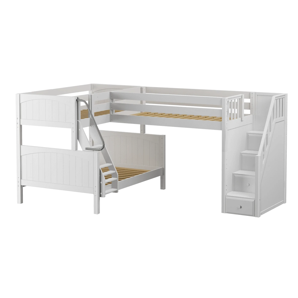 Maxtrix Medium Twin Over Full Corner Loft Bunk Bed With Ladder + Stairs (Right) 5 Maxtrix Medium Twin Over Full Corner Loft Bunk Bed With Ladder + Stairs (Right) - Image 3