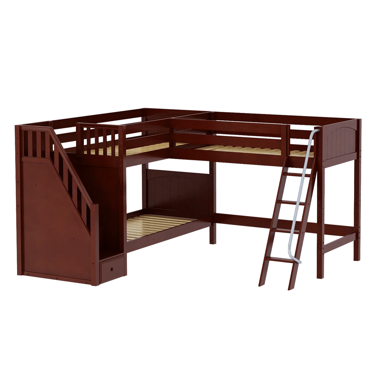 Maxtrix Twin Medium Corner Loft Bunk Bed With Ladder + Stairs - L 11 Maxtrix Twin Medium Corner Loft Bunk Bed With Ladder + Stairs - L - Image 9