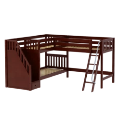 Maxtrix Twin Medium Corner Loft Bunk Bed With Ladder + Stairs - L 15 Maxtrix Twin Medium Corner Loft Bunk Bed With Ladder + Stairs - L -Kids Furniture TRIVIUM CS 42fd31fd 6a83 4af7 80eb 0d4caccd161b