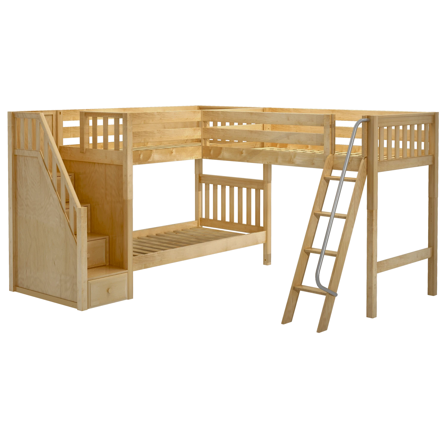 Maxtrix Twin Medium Corner Loft Bunk Bed With Ladder + Stairs - L 5 Maxtrix Twin Medium Corner Loft Bunk Bed With Ladder + Stairs - L - Image 3