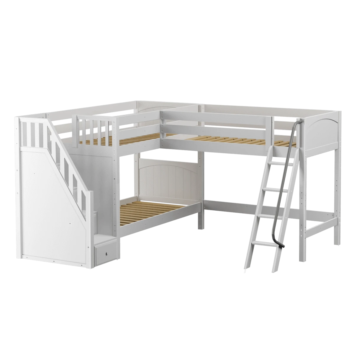 Maxtrix Twin Medium Corner Loft Bunk Bed With Ladder + Stairs - L 7 Maxtrix Twin Medium Corner Loft Bunk Bed With Ladder + Stairs - L - Image 5