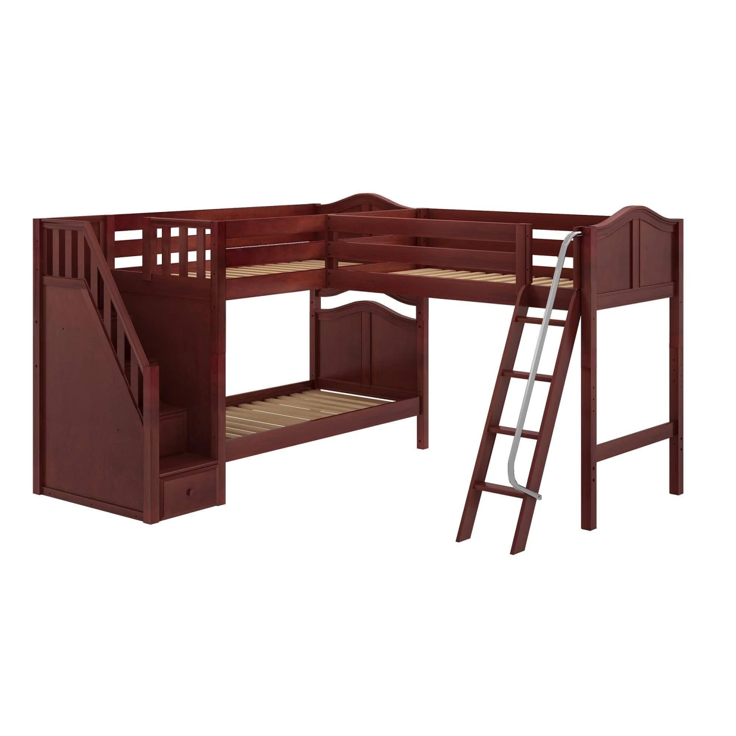 Maxtrix Twin Medium Corner Loft Bunk Bed With Ladder + Stairs - L 9 Maxtrix Twin Medium Corner Loft Bunk Bed With Ladder + Stairs - L - Image 7