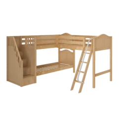 Maxtrix Twin Medium Corner Loft Bunk Bed With Ladder + Stairs - L 21 Maxtrix Twin Medium Corner Loft Bunk Bed With Ladder + Stairs - L -Kids Furniture TRIVIUM NC