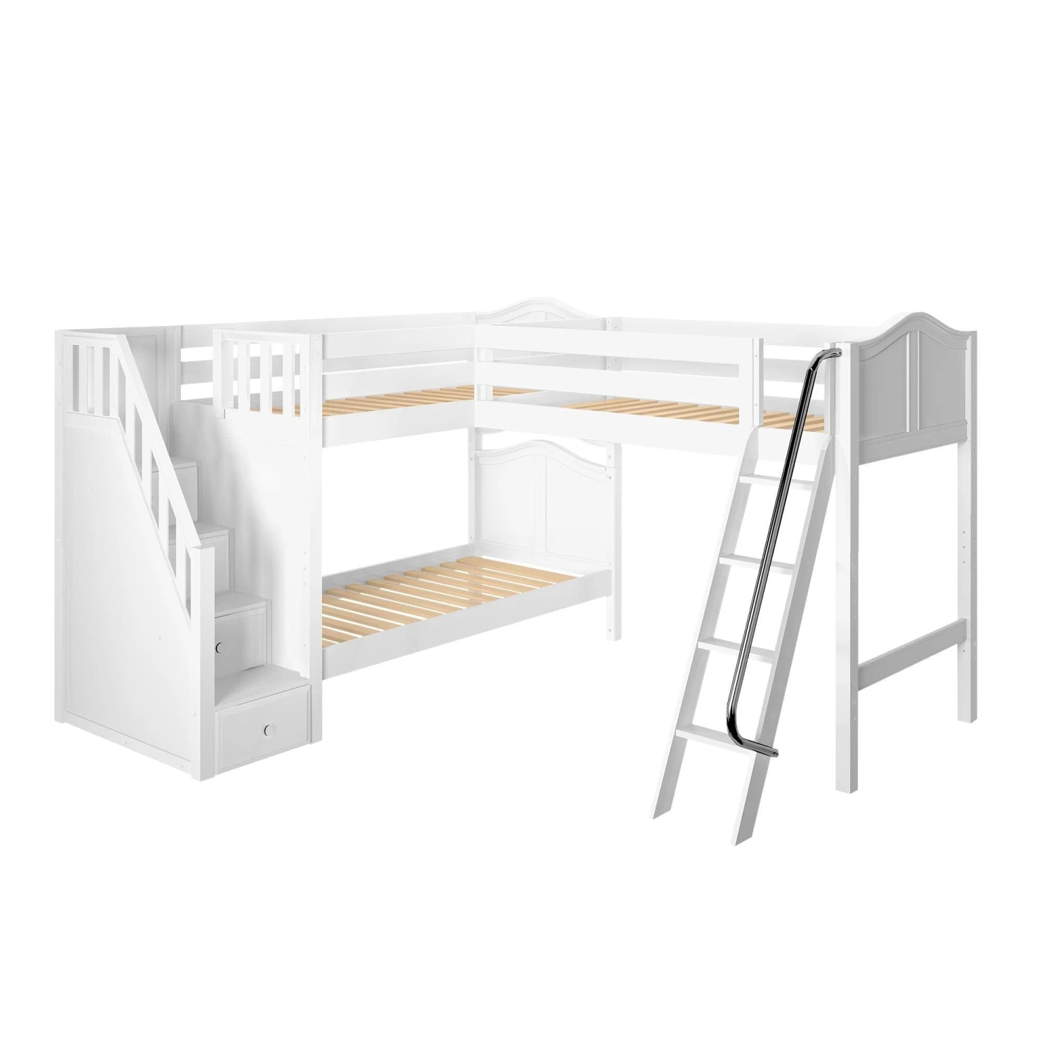 Maxtrix Twin Medium Corner Loft Bunk Bed With Ladder + Stairs - L 4 Maxtrix Twin Medium Corner Loft Bunk Bed With Ladder + Stairs - L - Image 2