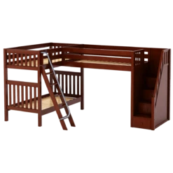 Maxtrix Twin High Corner Loft Bunk Bed With Ladder + Stairs - R