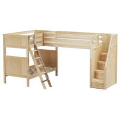 Maxtrix Twin High Corner Loft Bunk Bed With Ladder + Stairs - R -Kids Furniture TROIKA NP cd092817 83a1 41e2 84b1 89969b38c032