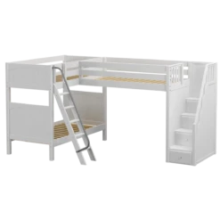 Maxtrix Twin High Corner Loft Bunk Bed With Ladder + Stairs - R -Kids Furniture TROIKA WP 6fe0bcd6 813f 4207 bda2 53b3e7fbf947