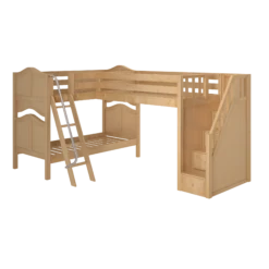 Maxtrix Twin High Corner Loft Bunk Bed With Ladder + Stairs - R -Kids Furniture TROIKA NC