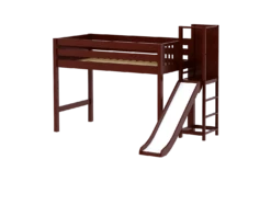 Maxtrix Twin Mid Loft Bed With Slide Platform -Kids Furniture TURF CP 4db90daa ec7f 4a1a 99aa 1077d0606509