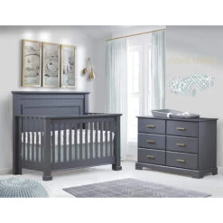 Natart Taylor ''5-in-1'' Convertible Crib -Kids Furniture Tayler charcoal