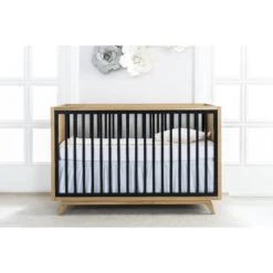 Romina Uptown Classic Crib -Kids Furniture Uptowon Oak Black 01