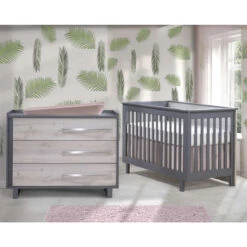 Tulip Urban Convertible Crib + 3-Drawer Dresser XL -Kids Furniture Urban Collection 01 White and Charcoal Room shot 04 Crib min 1cd4668c 37f8 4970 b58a 0fc54f810320