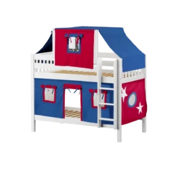 Maxtrix Twin Low Bunk Bed With Straight Ladder, Top Tent + Curtain -Kids Furniture WHATNOT21 WS 7c9483f2 508f 4503 b25f dd4132a7a95b