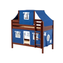 Maxtrix Twin Low Bunk Bed With Straight Ladder, Top Tent + Curtain -Kids Furniture WHATNOT22 CP 0a4479d1 1091 4ca2 8d8c df7603bd69a0