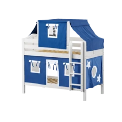 Maxtrix Twin Low Bunk Bed With Straight Ladder, Top Tent + Curtain -Kids Furniture WHATNOT22 WC adddd4a4 e83e 4cde b3a0 149b336de5f2