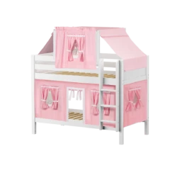Maxtrix Twin Low Bunk Bed With Straight Ladder, Top Tent + Curtain -Kids Furniture WHATNOT23 WP e2dd5194 cd27 4127 99cb ea7e56a0e597
