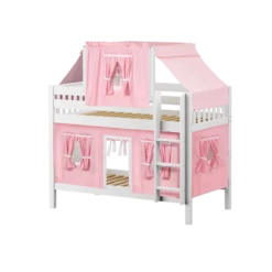 Maxtrix Twin Low Bunk Bed With Straight Ladder, Top Tent + Curtain -Kids Furniture WHATNOT23 WS 9b35c53b 478a 443b 874f 513a0a5e98c1