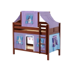 Maxtrix Twin Low Bunk Bed With Straight Ladder, Top Tent + Curtain -Kids Furniture WHATNOT27 CC 93e820ce f4d1 4945 81b4 1799ecb76304