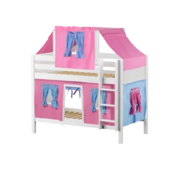 Maxtrix Twin Low Bunk Bed With Straight Ladder, Top Tent + Curtain -Kids Furniture WHATNOT28 WP ceaca7b0 8170 44fe 8e8e 1df2d7d5c7c6