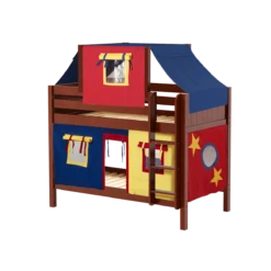 Maxtrix Twin Low Bunk Bed With Straight Ladder, Top Tent + Curtain -Kids Furniture WHATNOT29 CP c6455509 697f 4725 bd2c 06e544cdbfcc