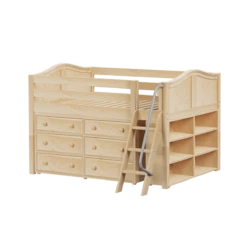 Maxtrix Full Low Loft Bed With Angled Ladder + Storage -Kids Furniture XL1 NC e8cc0f25 e4af 4f1f a3d6 b9727a9d63c4