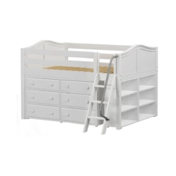 Maxtrix Full Low Loft Bed With Angled Ladder + Storage -Kids Furniture XL1 WC 1f3130ec ff9b 4b6f bc28 8647b8a5a52a