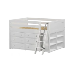 Maxtrix Full Low Loft Bed With Angled Ladder + Storage -Kids Furniture XL1 WP 1f882176 cfdf 4f60 97aa 6462311c8bbe