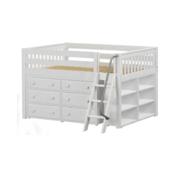 Maxtrix Full Low Loft Bed With Angled Ladder + Storage -Kids Furniture XL1 WS f36ed2fd 9b56 49a0 85d2 63fd9ae4cf24