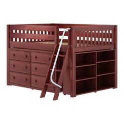 Maxtrix Full Low Loft Bed With Angled Ladder + Storage -Kids Furniture XL1 CS LEFT