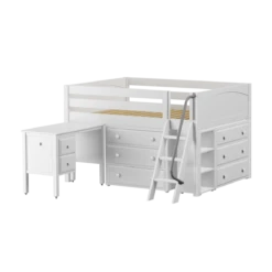 Maxtrix Full Low Loft Bed With Angled Ladder, Storage + Desk 32 Maxtrix Full Low Loft Bed With Angled Ladder, Storage + Desk -Kids Furniture XL24L WP 2bbb1c78 b211 4951 b247 c325d75a9743