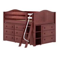 Maxtrix Full Low Loft Bed With Angled Ladder + Storage -Kids Furniture XL3 CC LEFT