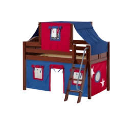 Maxtrix Twin Low Loft Bed With Angled Ladder, Curtain + Top Tent -Kids Furniture YANG21 CC 721940d0 d975 4a59 b910 72a62b3d4dea