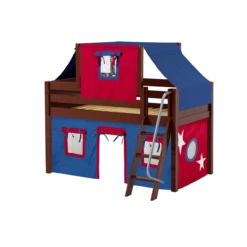 Maxtrix Twin Low Loft Bed With Angled Ladder, Curtain + Top Tent -Kids Furniture YANG21 CP 8bc2e309 fe2d 48ff b446 cd1e6f5a0d93