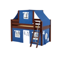 Maxtrix Twin Low Loft Bed With Angled Ladder, Curtain + Top Tent -Kids Furniture YANG22 CP d279ac02 61e6 4e69 af11 73ee37418b0b