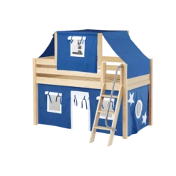Maxtrix Twin Low Loft Bed With Angled Ladder, Curtain + Top Tent -Kids Furniture YANG22 NP a295c949 e9d0 460f b5ab 4de89f223c28