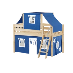 Maxtrix Twin Low Loft Bed With Angled Ladder, Curtain + Top Tent -Kids Furniture YANG22 NS a43120ae c5a5 49f8 86fe fcf9eaabe7af