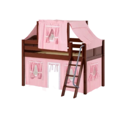 Maxtrix Twin Low Loft Bed With Angled Ladder, Curtain + Top Tent -Kids Furniture YANG23 CC 075cb247 68ae 4e45 8e5f 6edc767db246