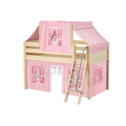 Maxtrix Twin Low Loft Bed With Angled Ladder, Curtain + Top Tent -Kids Furniture YANG23 NP 1311a352 af75 493f 8317 050301e16188