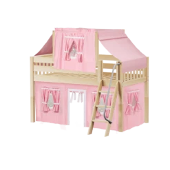 Maxtrix Twin Low Loft Bed With Angled Ladder, Curtain + Top Tent -Kids Furniture YANG23 NS df349bcb 245c 4892 87aa e6966d22761c